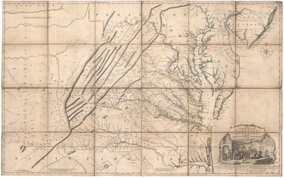 Um mapa da parte habitada da Virgínia por Fry e Jefferson de Joshua & Jefferson Peter Fry