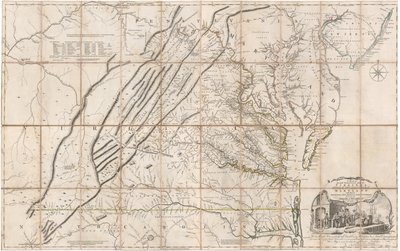 Um mapa da parte mais habitada da Virgínia por Fry e Jefferson de Joshua & Jefferson Peter Fry