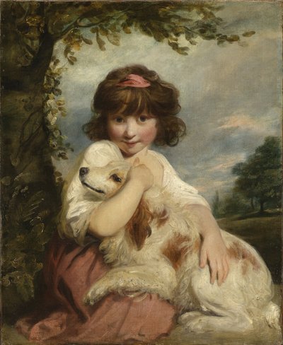 Uma menina e o seu cão de Joshua Reynolds