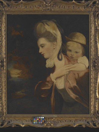 Pick-A-Back (Sra. Payne Gallaway e Criança) (Cópia de) (óleo sobre tela) de Joshua Reynolds
