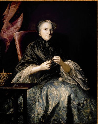 Retrato de Ana, segunda Condessa de Albemarle a fazer nós (óleo sobre tela de Joshua Reynolds
