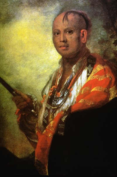 Retrato de Syacaust Ukah, chefe da tribo dos Cherokee de Joshua Reynolds