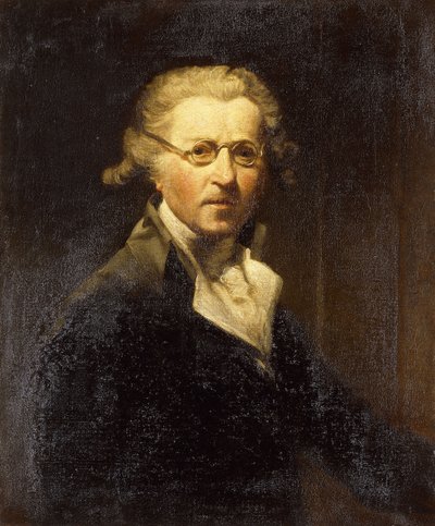 Retrato do artista, meio comprimento, em um casaco verde oliva, usando óculos, de Joshua Reynolds
