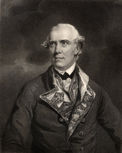 O contra-almirante Samuel Barrington, gravado por HT Ryall, da "National Portrait Gallery, volume IV", publicado em 1820 de Joshua Reynolds