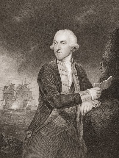 Samuel Hood, 1º visconde Hood, ilustração de "Batalhas da Inglaterra por mar e terra" por Lieut. Coronel Williams (gravura) de Joshua Reynolds