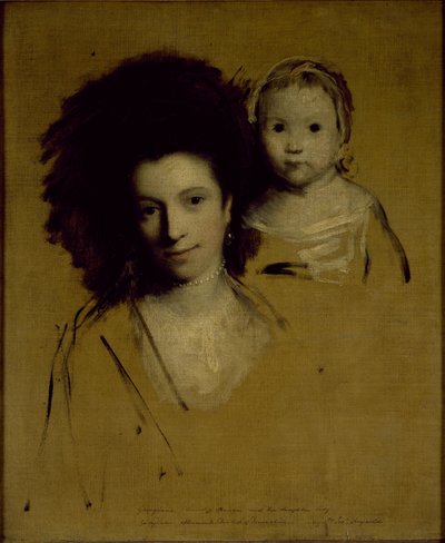 Estudos de Georgiana, Duquesa de Devonshire e sua filha Lady Georgiana Cavendish (óleo sobre tela) de Joshua Reynolds