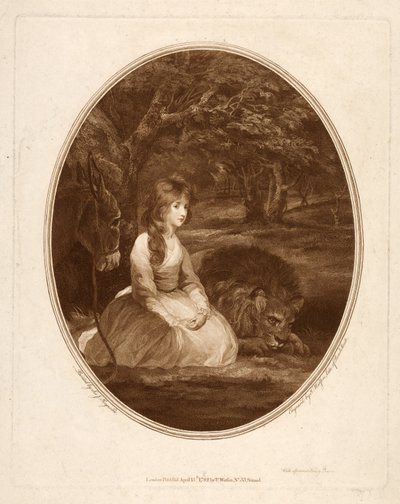 Miss Elizabeth Beauclerc como Una, gravada por Thomas Watson (1748-81) (stipple gravado) de Joshua after Reynolds