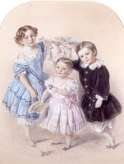 Retrato de três crianças pequenas de Josiah Gilbert