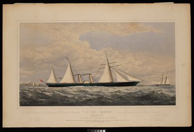 Para Messrs Dent  Co of China, esta impressão do navio a vapor Ly-Ee-Moon, Norman Hill, Esqr Commander.... construído pela Thames Iron Works and Shipbuilding Company, Blackwall...,, c.1860 (litografia, colorida) de Josiah Taylor