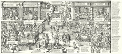 A vida dos comerciantes e comerciantes alemães no século XVI (gravura) de Jost (after) Amman