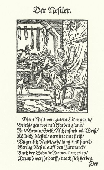 The Leather Strap Maker (gravura) de Jost (after) Amman