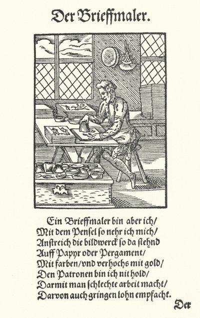 O Manuscript Illuminator (gravura) de Jost (after) Amman