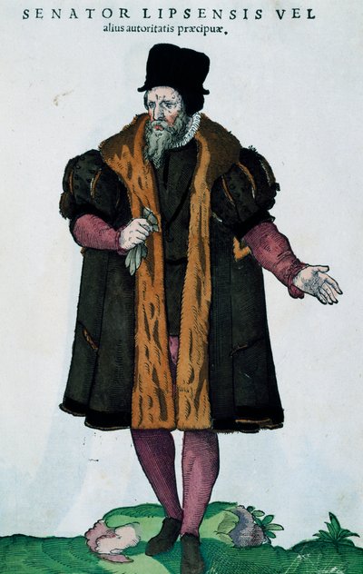 Leipzig senador, gravura de Habitus é praecipuorum popularum de Jost Amman