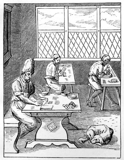 Fabricante de pinos e agulhas, c1559-1591 de Jost Amman