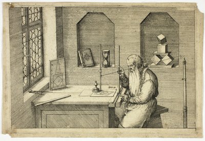 Retrato de Wenzel Jamnitzer em seu escritório de Jost Amman