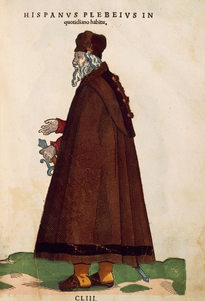 Homem espanhol vestindo roupas cotidianas do Habitus Praecipuorum Popularum de Jost Amman, gravura de Jost Amman