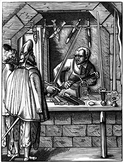 Fabricante de espadas, século XVI, 1849. de Jost Amman