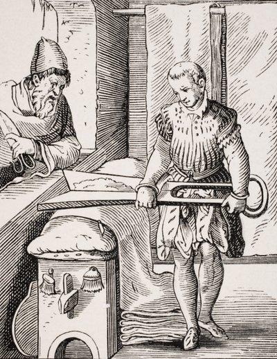 Clothworker, reprodução de xilogravura do século XVI, século XIX de Jost (after) Amman