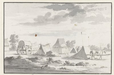 Vista de um acampamento do Exército de Willem III perto de Leuven de Josua de Grave (circle of)