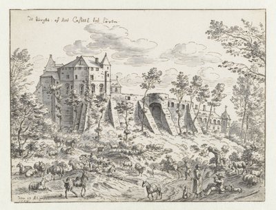 Castelo de Leuven, 1675 (caneta e tinta no papel) de Josua de Grave