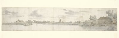 Vista panorâmica de Kasteel Ooij e Tollhouse, Brabante do Norte de Josua de Grave