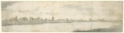 Vista do Castelo de Ooij, perto de Nijmegen, Brabante do Norte de Josua de Grave