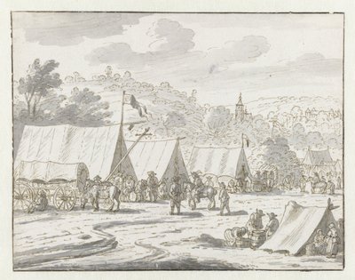 Vista de um acampamento do exército de Willem III perto de Lembeek, Brabante Flamengo de Josua de Grave