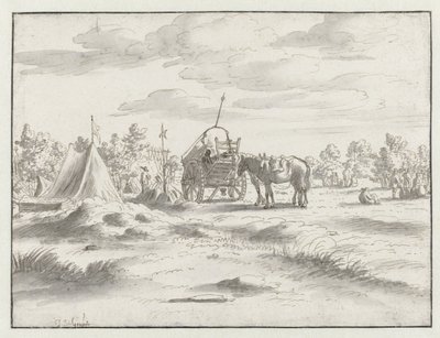 Vista de um acampamento do exército de Willem III perto de Leuven de Josua de Grave