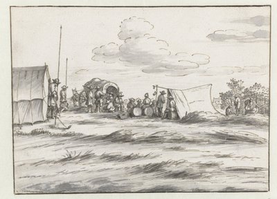 Vista de um acampamento do exército de Willem III perto de Leuven de Josua de Grave
