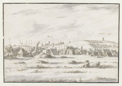 Vista de um acampamento do exército de Willem III perto de Leuven de Josua de Grave