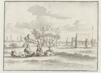 Vista de um acampamento do Exército de Willem III perto de Leuven de Josua de Grave
