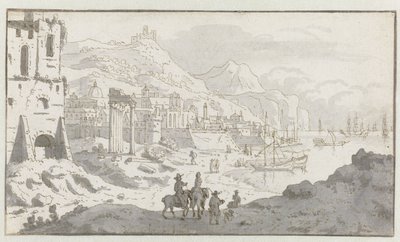 Vista de um Porto Italiano Imaginário de Josua de Grave