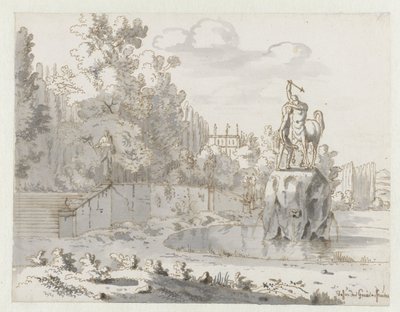 Vista de um jardim do Italianate de Josua de Grave