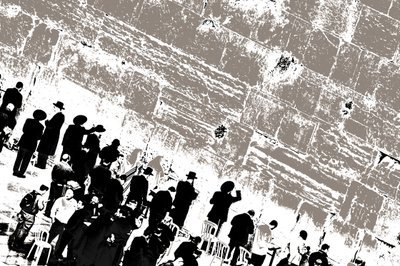 O lado dos homens, da série Terça-feira no Muro das Lamentações, 2014 (técnica mista) de Joy Lions