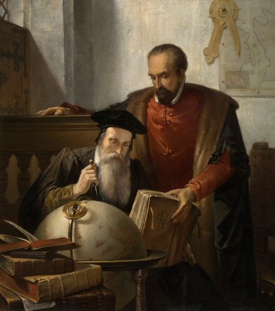 Mercator e Ortelius (óleo sobre tela) de Jozef (1816 88) Bellemans