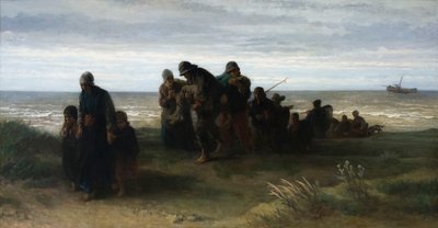 Pescadores carregando um homem afogado, c.1861 (óleo sobre tela) de Jozef (1824 1911) Israels