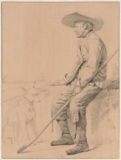 Pastor sentado com cachorro de Jozef Hoevenaar