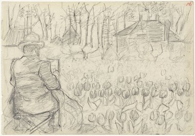 Pintor num campo de tulipas de Jozef Israëls