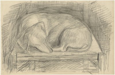 Cão a dormir numa cadeira de Jozef Israëls
