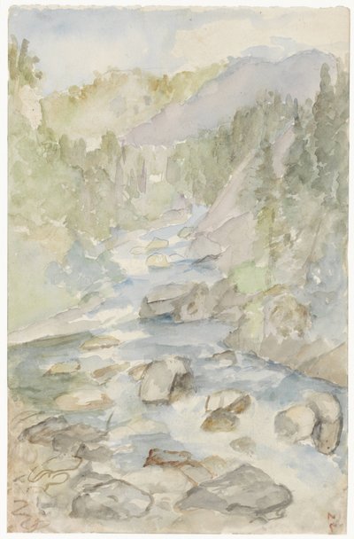 Paisagem montanhosa com riacho de Jozef Israëls