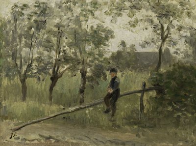 Country Boy em uma barreira de poste de Jozef Israëls
