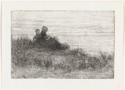 Paisagem de dunas com mãe e filhos de Jozef Israëls