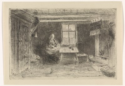 Interior com mãe e filho de Jozef Israëls