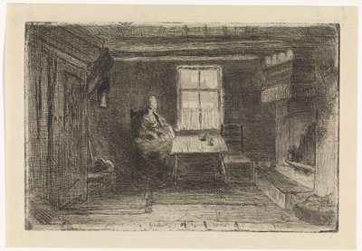 Interior com mãe e filho de Jozef Israëls
