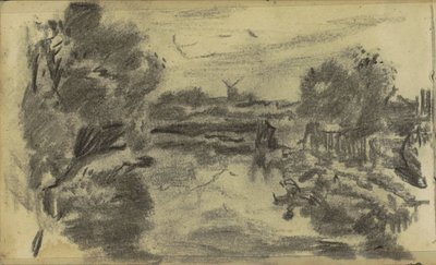Paisagem com água e um moinho de Jozef Israëls