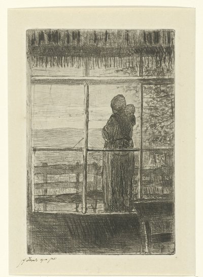 Mulher esperando com criança de Jozef Israëls