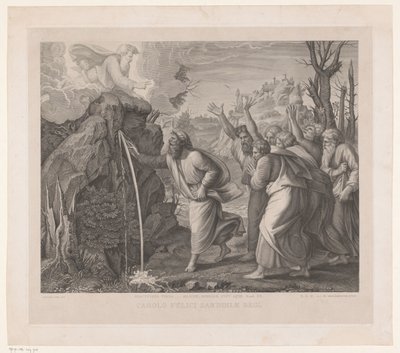 Moisés bate a água das rochas
Percutiens virga ... silicem, egressae sunt aquae (título sobre o objecto) de Jozef Karel De Meulemeester