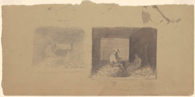Estudos de agricultores descascando milho de Jr. Enoch Wood Perry