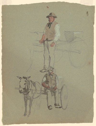 Estudos de uma carroça de homem e cavalo de Jr. Enoch Wood Perry