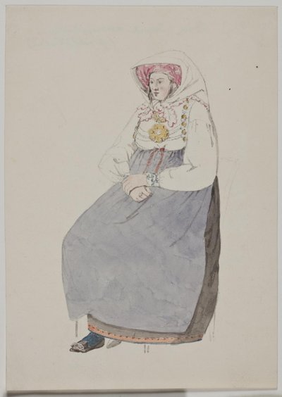 Mulher sentada em traje local de Jørgen Roed